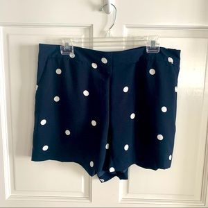 Lightweight Shorts from Loft, Dark Blue with white polka dots, Size L. NWT